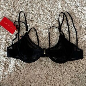 NWT God Saves Queens Black Sheer Strappy Bra